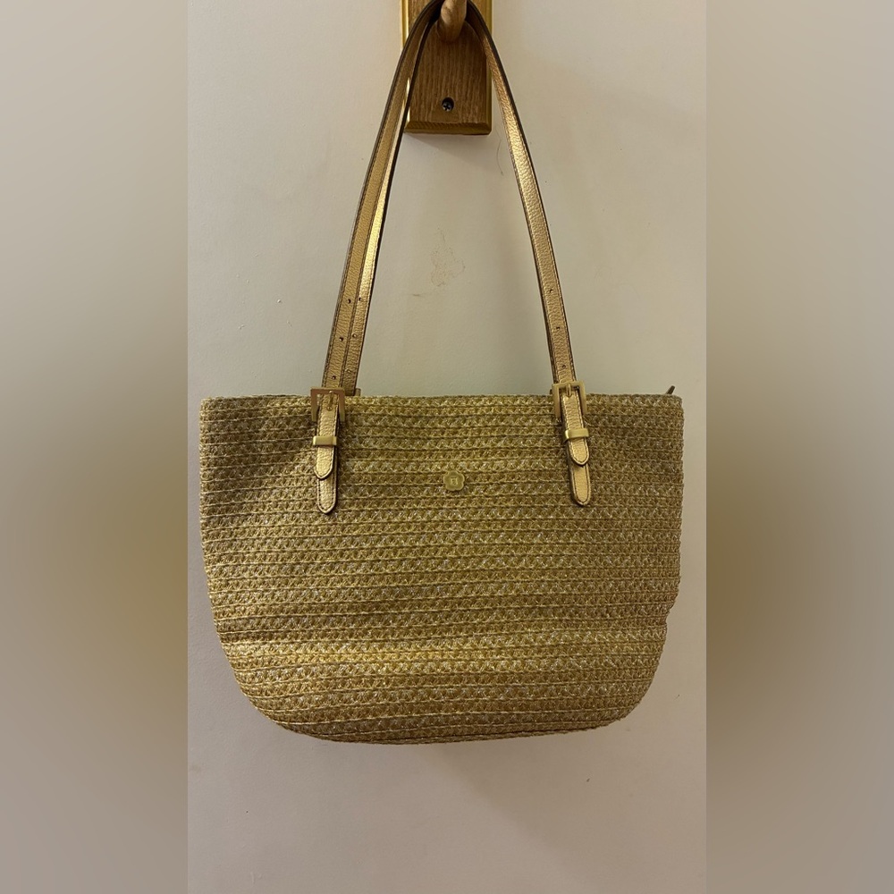 ERIC JAVITS Elegant Tan Woven Tote Bag